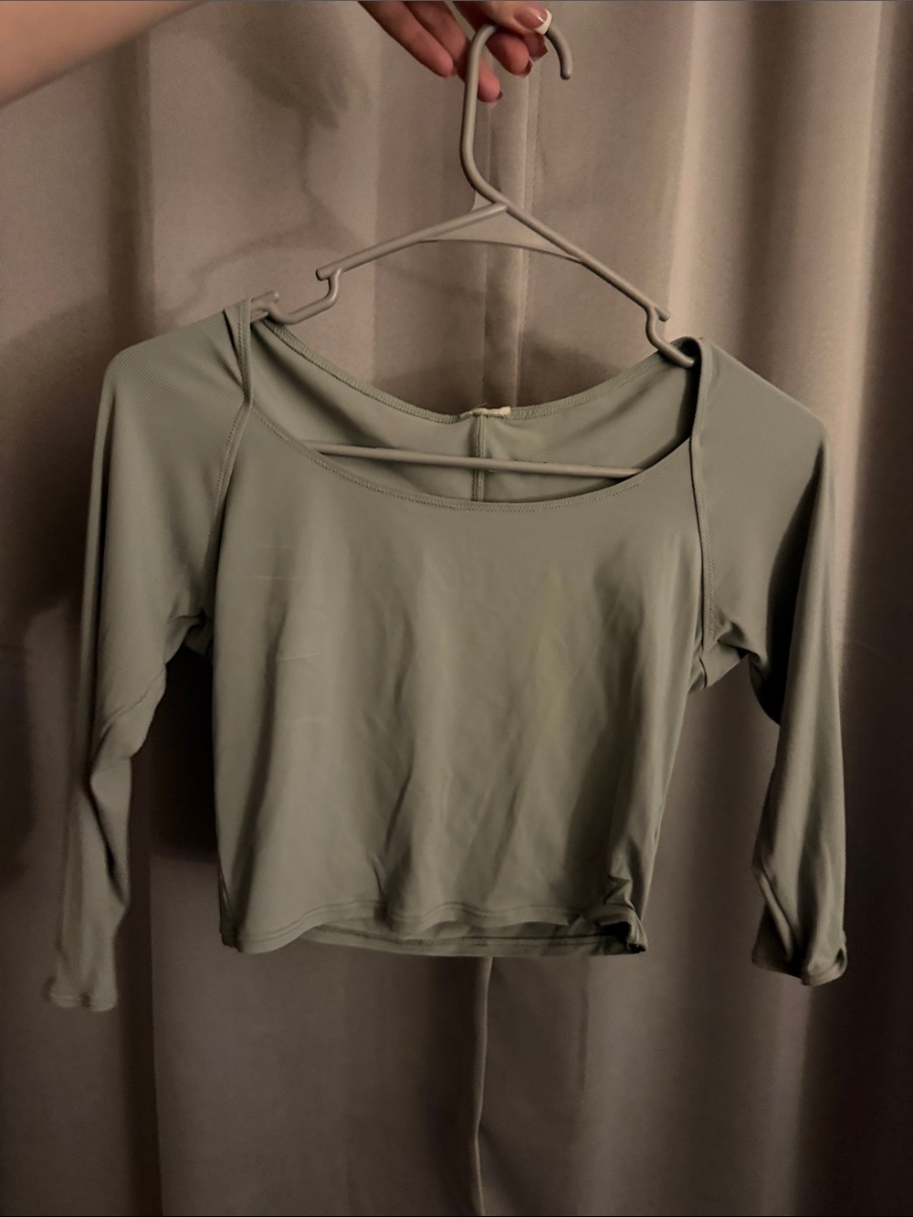 Gymshark Sage Green Long Sleeve Crop Top